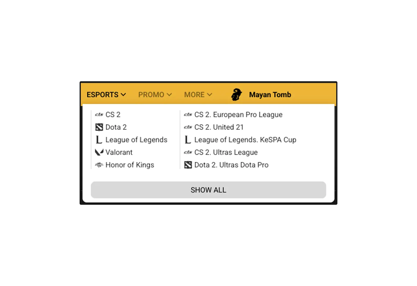 Acesse a seção de esportes eletrônicos